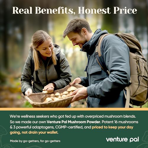  Venture Pal 16-in-1 Mushroom Powder with Adaptogens for Boosting Energy and Immunity | Ashwagandha, Lion’s Mane, Rhodio